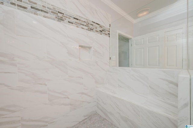 212 Bellbrook Dr, Cropwell, AL 35054 - full bath featuring ornamental molding and a tile shower