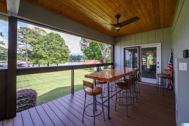 212 Bellbrook Dr, Cropwell, AL 35054 - deck featuring ceiling fan and a water view
