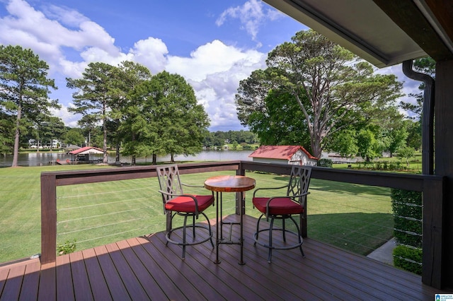 212 Bellbrook Dr, Cropwell, AL 35054 - wooden terrace with a water view and a yard