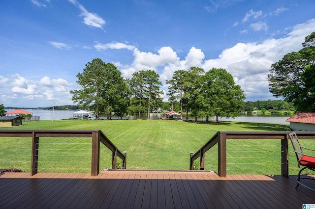 212 Bellbrook Dr, Cropwell, AL 35054 - wooden deck with a water view and a yard