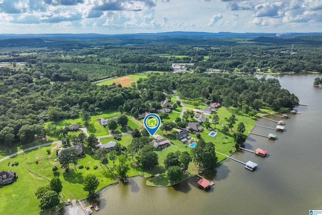 212 Bellbrook Dr, Cropwell, AL 35054 - bird's eye view of a heavily wooded area and a nearby body of water