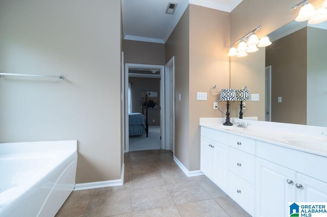 214 Quail Ridge Rd, Helena, AL 35080 - full bath featuring ornamental molding, double vanity, a garden tub, and connected bathroom