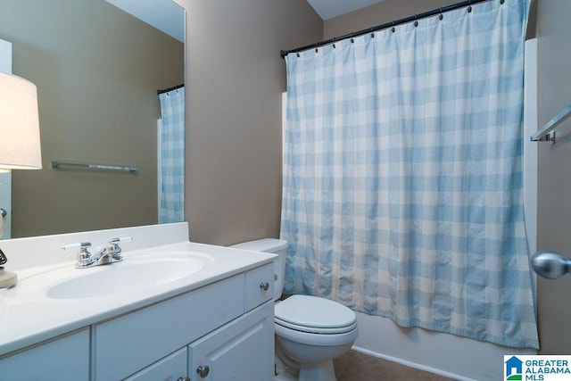 214 Quail Ridge Rd, Helena, AL 35080 - bathroom with vanity, shower / tub combo, and tile patterned floors