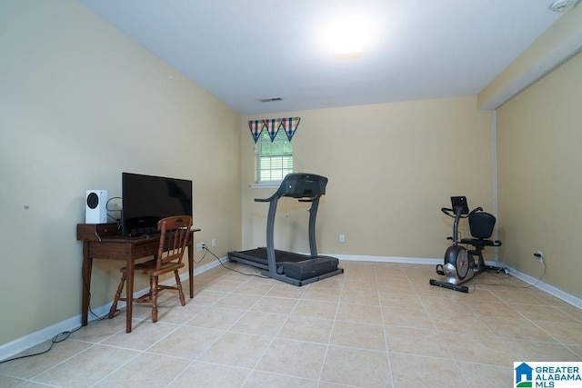 214 Quail Ridge Rd, Helena, AL 35080 - workout area featuring light tile patterned flooring and baseboards