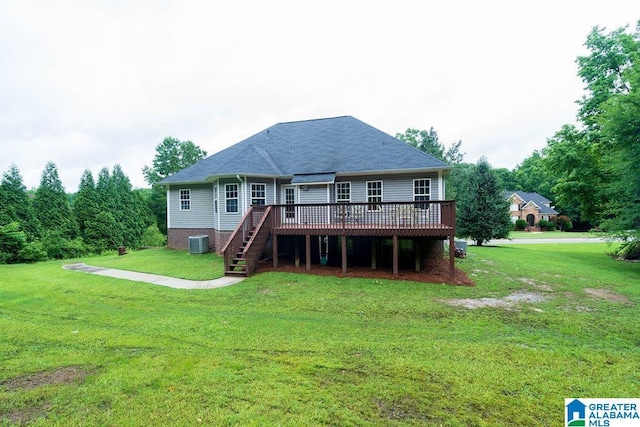 214 Quail Ridge Rd, Helena, AL 35080 - rear view of property with a deck, a lawn, and stairs