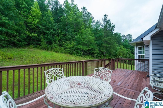 214 Quail Ridge Rd, Helena, AL 35080 - wooden terrace featuring outdoor dining space and a yard