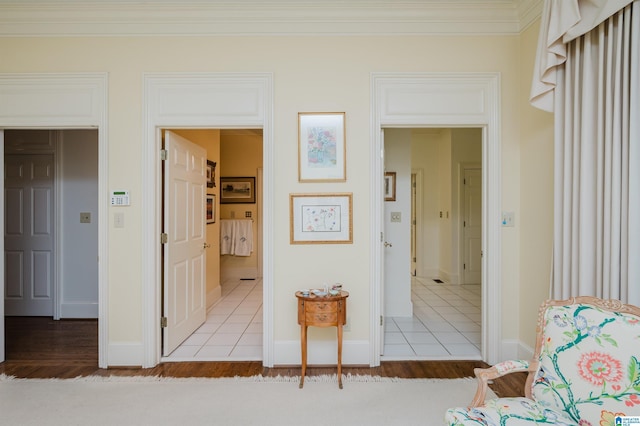 101 Mountain Ave, Mountain Brook, AL 35213 - hallway with wood finished floors and crown molding