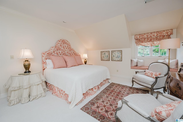 101 Mountain Ave, Mountain Brook, AL 35213 - carpeted bedroom featuring vaulted ceiling and ornamental molding