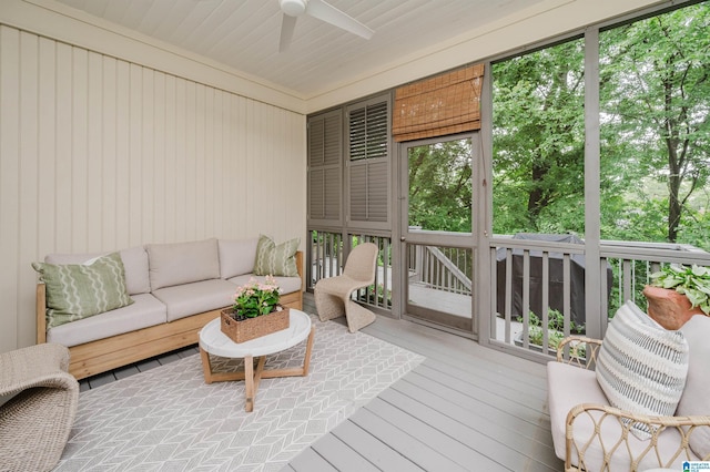 101 Mountain Ave, Mountain Brook, AL 35213 - sunroom / solarium featuring ceiling fan and an outdoor hangout area