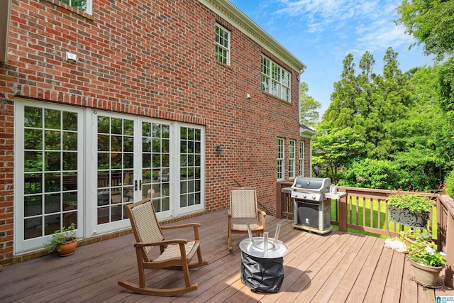1528 Wellington Rd, Homewood, AL 35209 - wooden deck featuring grilling area and french doors