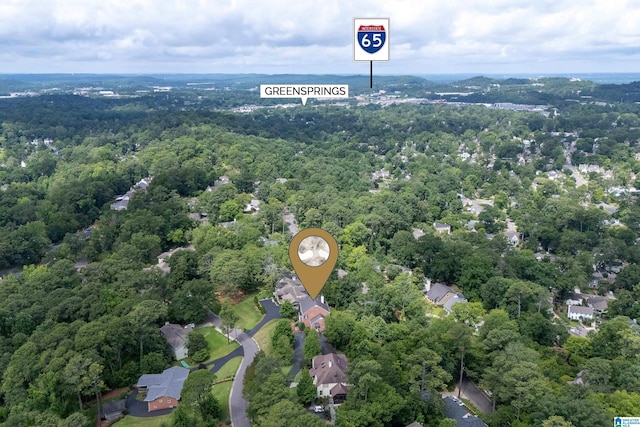 1528 Wellington Rd, Homewood, AL 35209 - aerial overview of property's location with a heavily wooded area