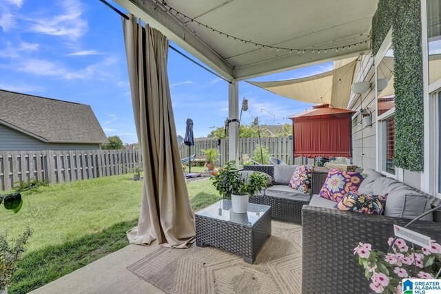 2165 Overlook Pl, Trussville, AL 35173 - fenced backyard featuring outdoor lounge area and a patio area