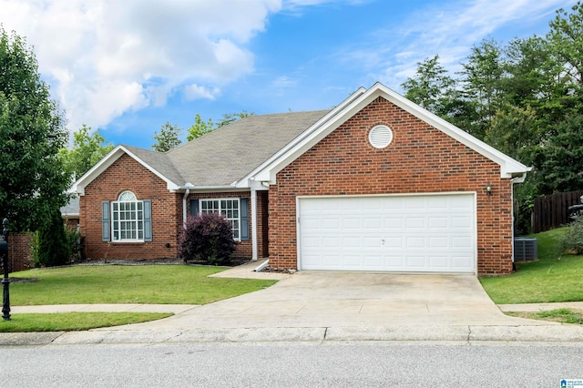 147 Old Brook Pl, Birmingham, AL 35242 - view of front of house with brick siding, concrete driveway, a front yard, and a garage