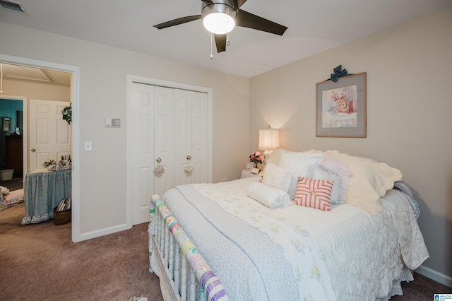 2418 Richelieu Ln, Hoover, AL 35216 - carpeted bedroom with attic access, a closet, and a ceiling fan