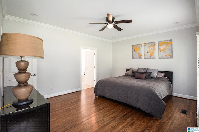 832 Meadow Ridge Ln, Birmingham, AL 35242 - bedroom featuring wood finished floors, crown molding, and ceiling fan