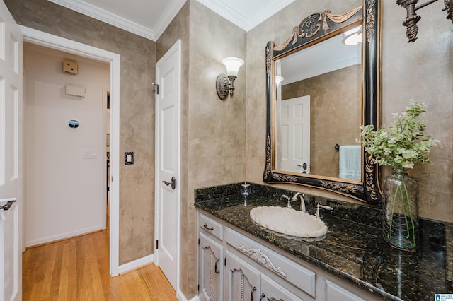 3204 Woodford Way, Birmingham, AL 35242 - bathroom with wood finished floors, vanity, and crown molding