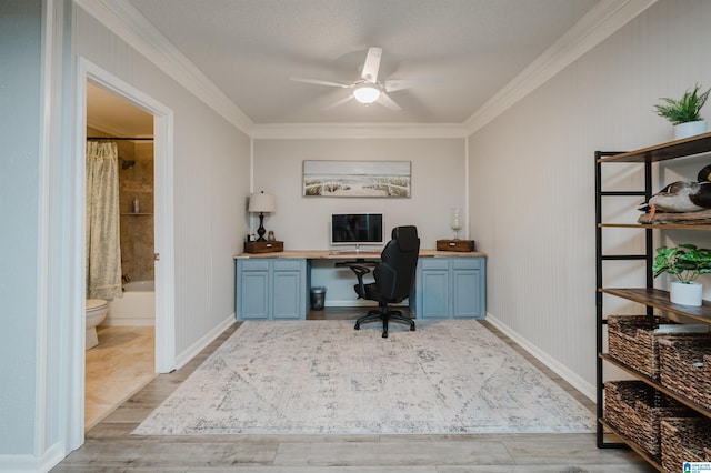 3204 Woodford Way, Birmingham, AL 35242 - office featuring crown molding, ceiling fan, and light wood finished floors