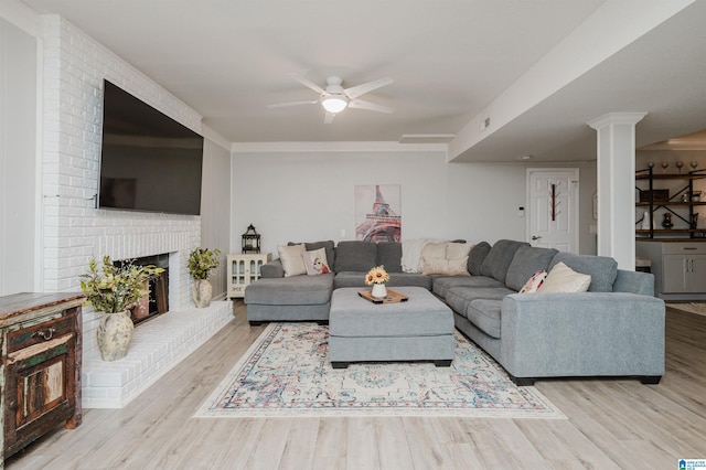 3204 Woodford Way, Birmingham, AL 35242 - living area with a fireplace, ceiling fan, and wood finished floors
