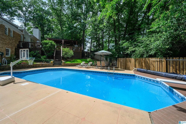 3204 Woodford Way, Birmingham, AL 35242 - view of pool with stairs, a deck, a fenced backyard, and a patio area