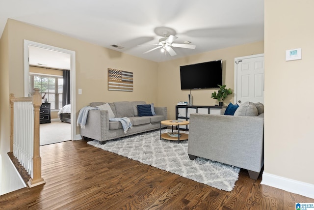 5912 Waterscape Pass, Hoover, AL 35244 - living room featuring dark wood finished floors and a ceiling fan