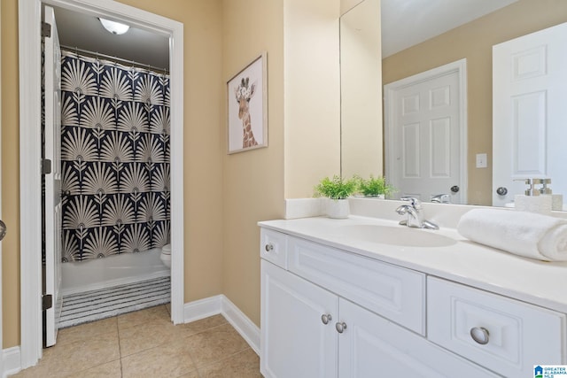 5912 Waterscape Pass, Hoover, AL 35244 - bathroom with vanity, tile patterned floors, and a shower with curtain