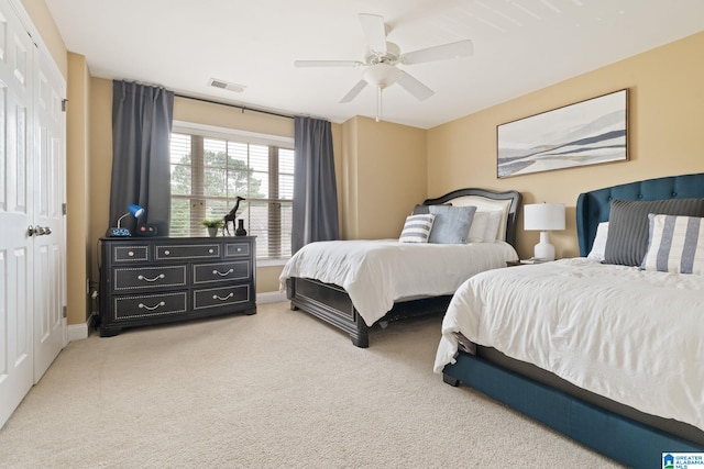 5912 Waterscape Pass, Hoover, AL 35244 - bedroom featuring light colored carpet and ceiling fan