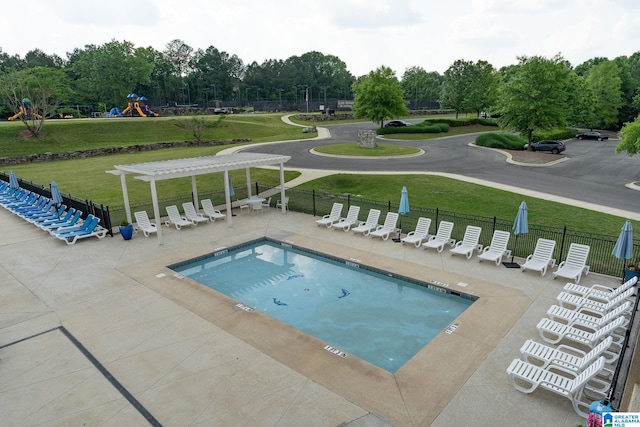 5912 Waterscape Pass, Hoover, AL 35244 - community pool featuring a pergola, a patio, and view of scattered trees