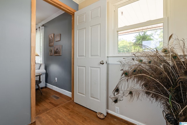 104 Phillips Cir, Columbiana, AL 35051 - hall with ornamental molding and wood finished floors
