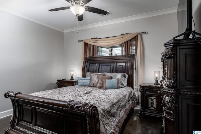 11967 Glen Ridge Blvd, Moundville, AL 35474 - bedroom featuring crown molding, dark carpet, and ceiling fan