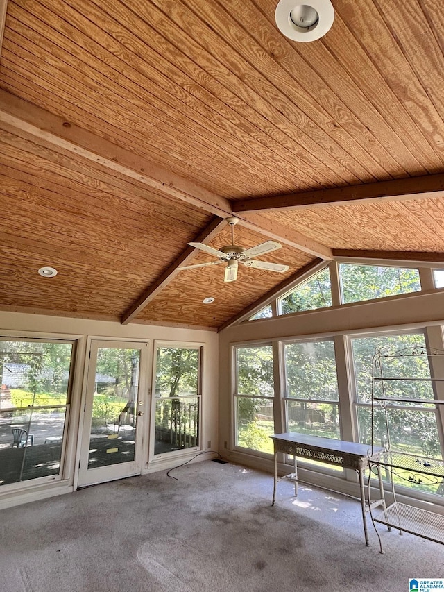 2341 Regent Ln, Hoover, AL 35226 - unfurnished sunroom with wooden ceiling, carpet floors, and plenty of natural light