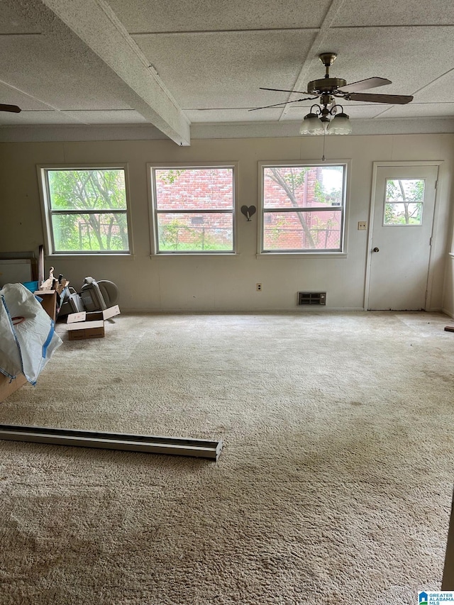 2341 Regent Ln, Hoover, AL 35226 - carpeted living area featuring ceiling fan and healthy amount of natural light
