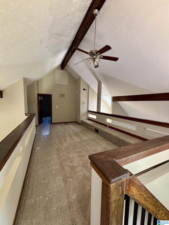 1221 Dalraida Rd, Montgomery, AL 36109 - additional living space featuring a textured ceiling, carpet floors, and a ceiling fan