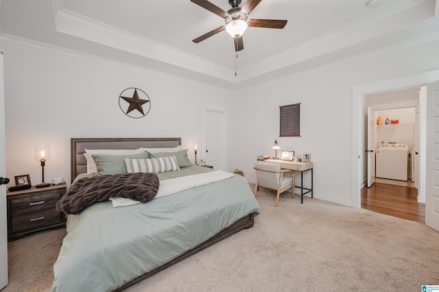 1268 Shades Ter, Irondale, AL 35210 - carpeted bedroom with a raised ceiling, washer / dryer, and ornamental molding