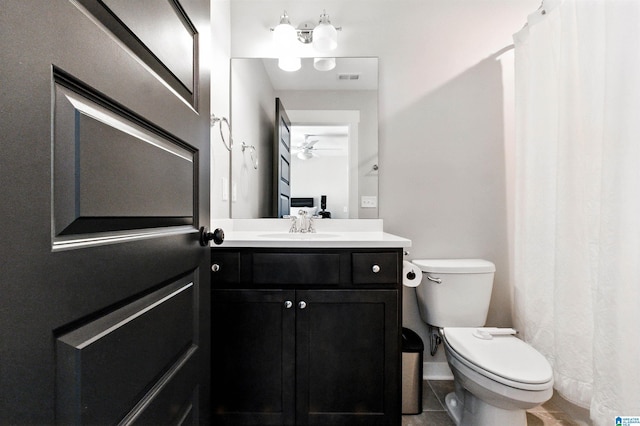 4855 Bo Run, Trussville, AL 35173 - full bath featuring vanity, tile patterned floors, ceiling fan, and a shower with shower curtain