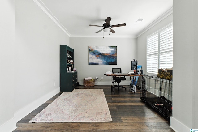 4855 Bo Run, Trussville, AL 35173 - office space featuring a ceiling fan, ornamental molding, and wood finished floors