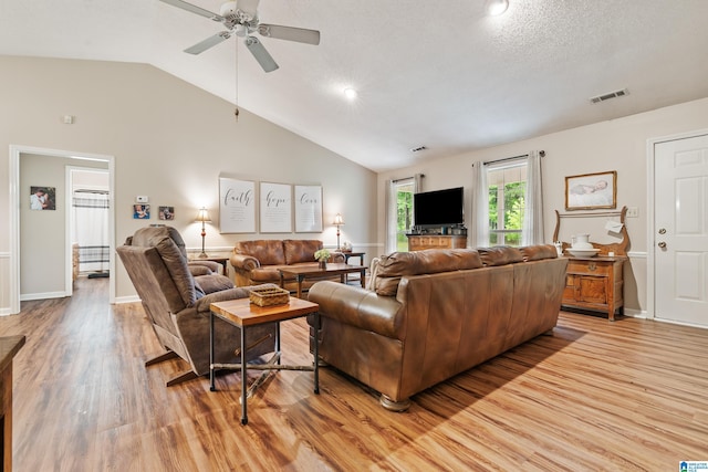 2690 Ingate Pass, Centreville, AL 35042 - living area with light wood-style flooring, ceiling fan, and high vaulted ceiling