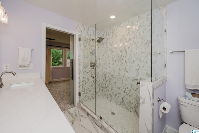 3655 Haven View Cir, Hoover, AL 35216 - bathroom with a marble finish shower, double vanity, and recessed lighting