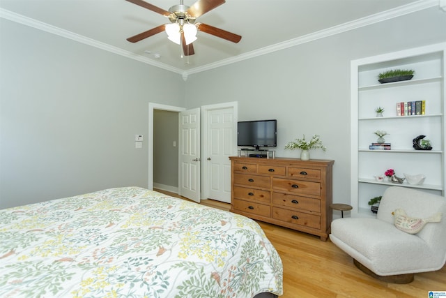 4650 Nicholas Dr, Bessemer, AL 35022 - bedroom with crown molding, light wood-type flooring, and ceiling fan