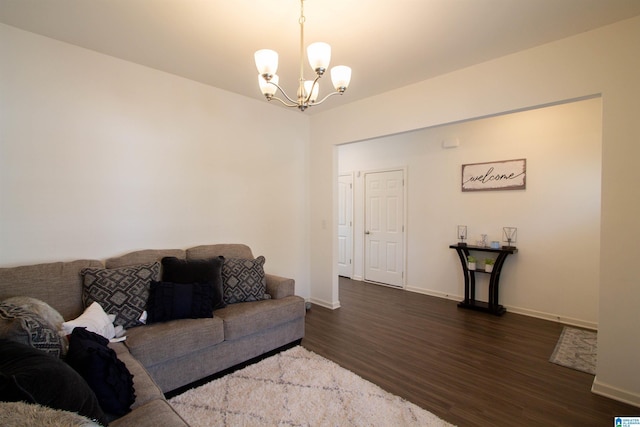 6497 Newbridge Dr, Bessemer, AL 35022 - living room with a chandelier and dark wood-style flooring