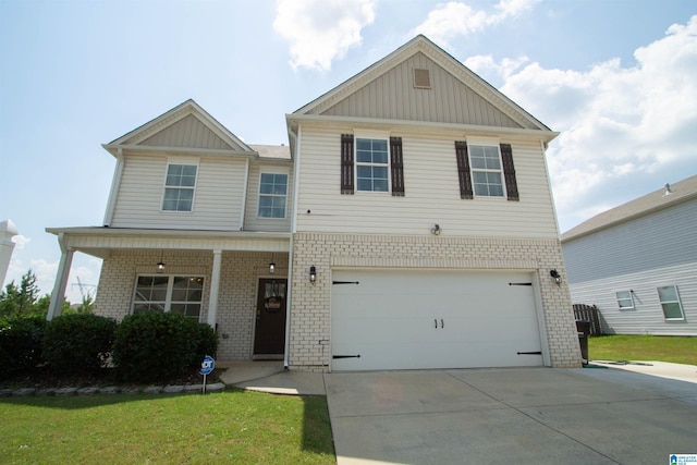 6497 Newbridge Dr, Bessemer, AL 35022 - view of front of house featuring brick siding, a garage, board and batten siding, and driveway