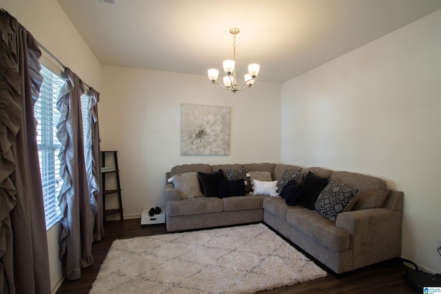 6497 Newbridge Dr, Bessemer, AL 35022 - living room with a chandelier and dark wood-type flooring