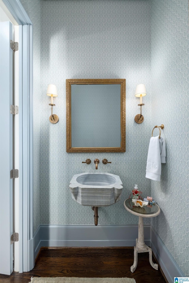 3600 Park Ln S, Mountain Brook, AL 35213 - bathroom featuring wood finished floors and baseboards