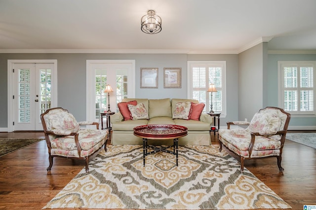 3764 Valley Head Rd, Mountain Brook, AL 35223 - living room featuring ornamental molding, healthy amount of natural light, and wood finished floors