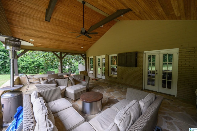 3764 Valley Head Rd, Mountain Brook, AL 35223 - view of patio featuring french doors, an outdoor living space, and a ceiling fan