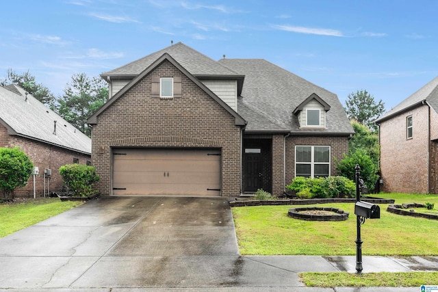 394 Glen Cross Way, Trussville, AL 35173 - traditional-style home with brick siding, driveway, a front yard, and roof with shingles