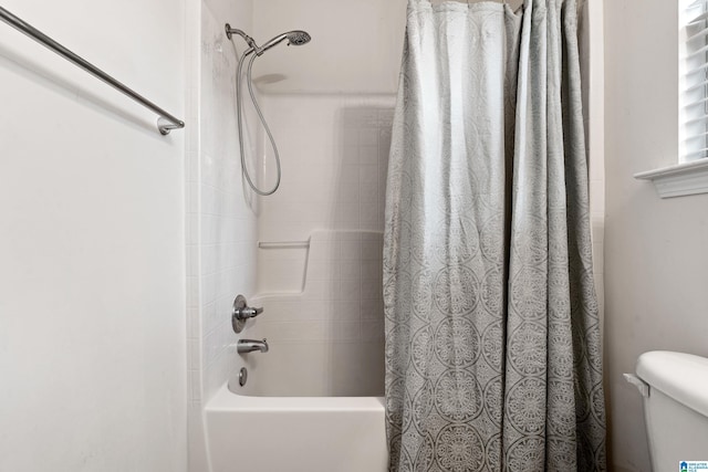 394 Glen Cross Way, Trussville, AL 35173 - bathroom featuring shower / tub combo with curtain and toilet