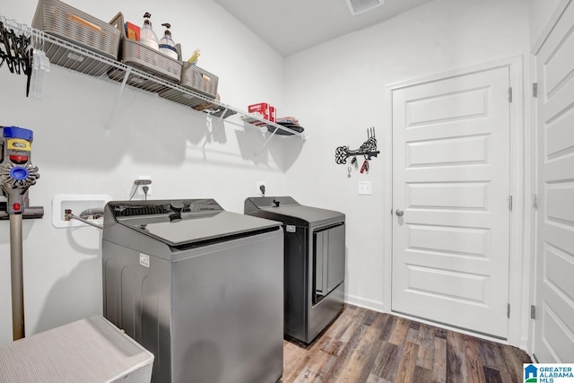 181 Halifax Ln, Chelsea, AL 35043 - laundry area with washer and clothes dryer and wood finished floors