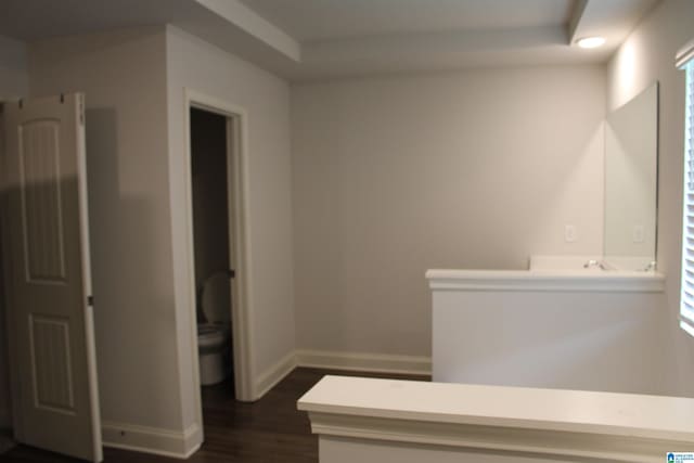 6284 Fieldbrook Cir, Mccalla, AL 35111 - corridor featuring dark wood-style flooring, a tray ceiling, and plenty of natural light