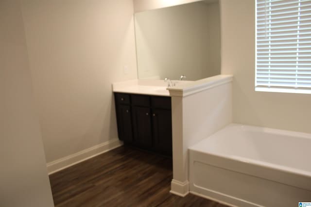 6284 Fieldbrook Cir, Mccalla, AL 35111 - bathroom featuring vanity, a garden tub, and wood finished floors