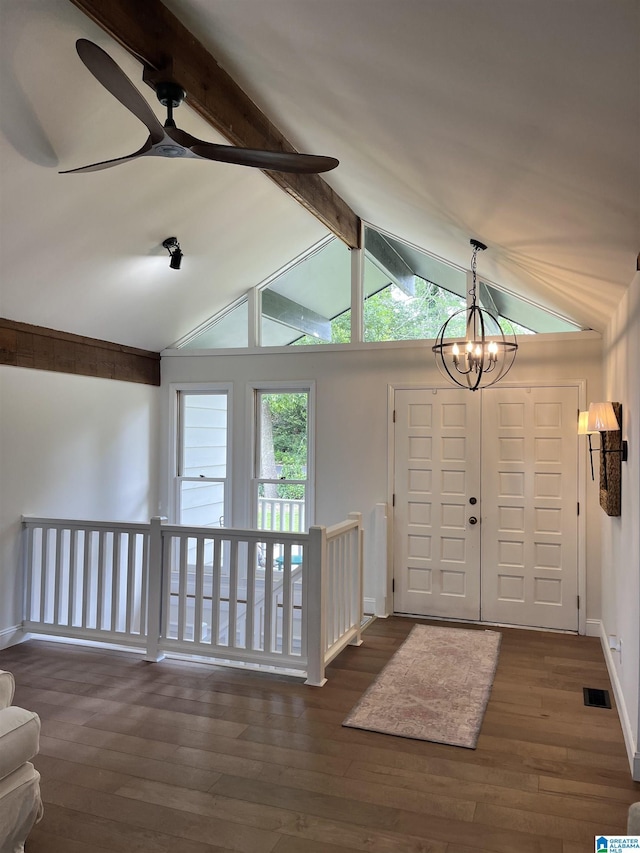 2233 Great Rock Rd, Vestavia Hills, AL 35216 - entryway featuring hardwood / wood-style floors, a chandelier, and ceiling fan